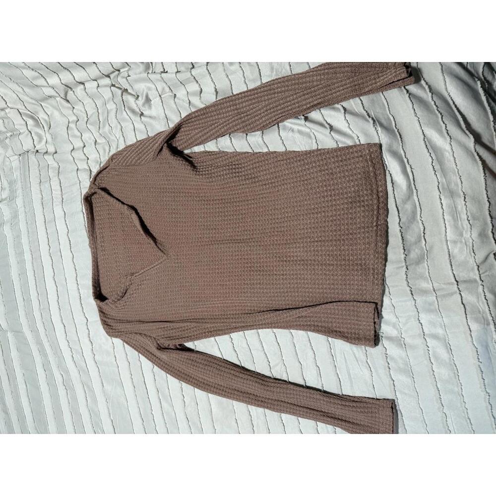 SHEIN Women's Long Sleeve Waffle Knit Top, Size S